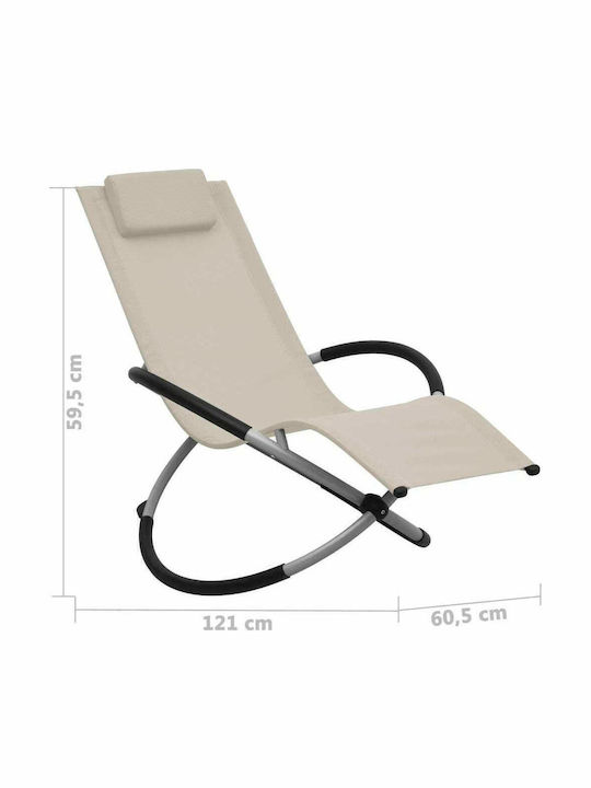 Deckchair Metallic with Textilene Fabric Ecru 121x60.5x59.5cm.