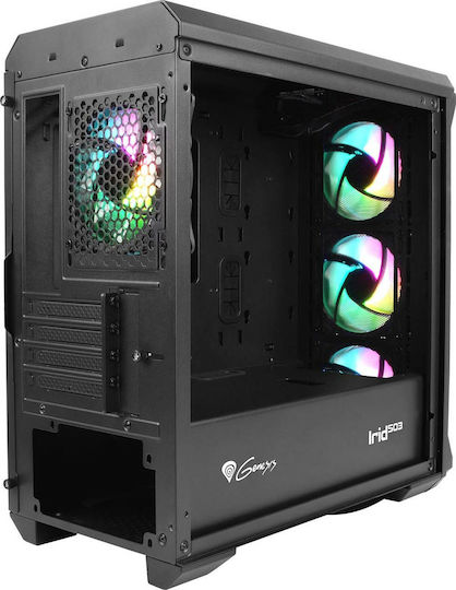 Genesis Irid 503 ARGB Gaming Micro Tower Компютърна Кутия с Страничен Прозорец Черна
