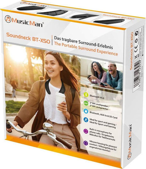 Technaxx MusicMan Soundneck BT-X50 Bluetooth Speaker 6W with Battery Life up to 4 hours Black