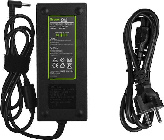 Green Cell Laptop Charger 120W 19V 6.32A for Asus with Detachable Power Cord