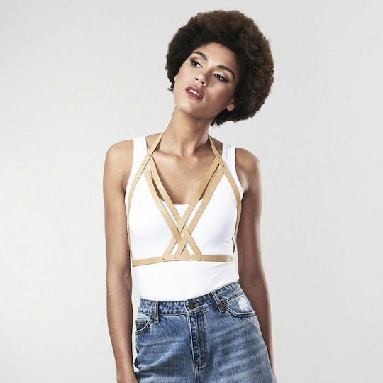 Bijoux Indiscrets Maze Halter-BH-Halsband Harness Braun