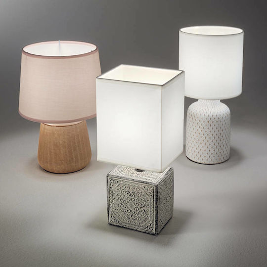 Ideal Lux Kali Keramik Tischlampe für Fassung E14 mit Gray Schirm und Basis