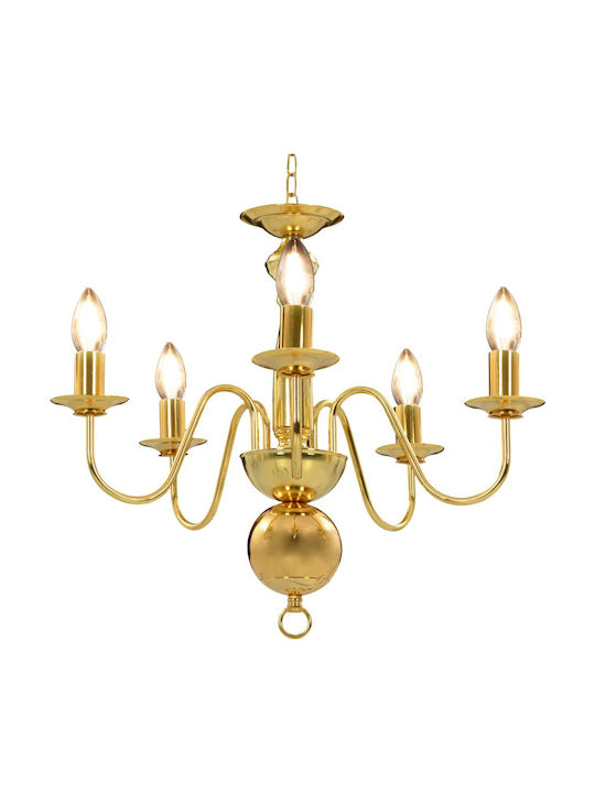 vidaXL Chandelier Candlestick 5xE14 Gold 281617