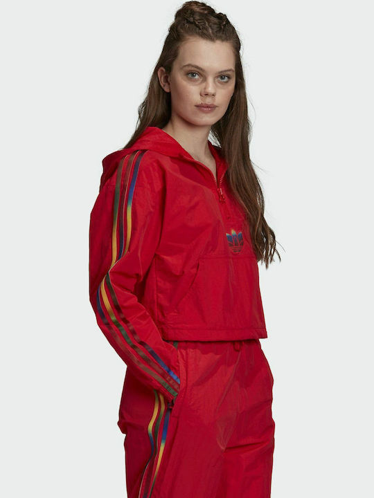 Adicolor Damen Sport Crop Top Langarm Scarlet