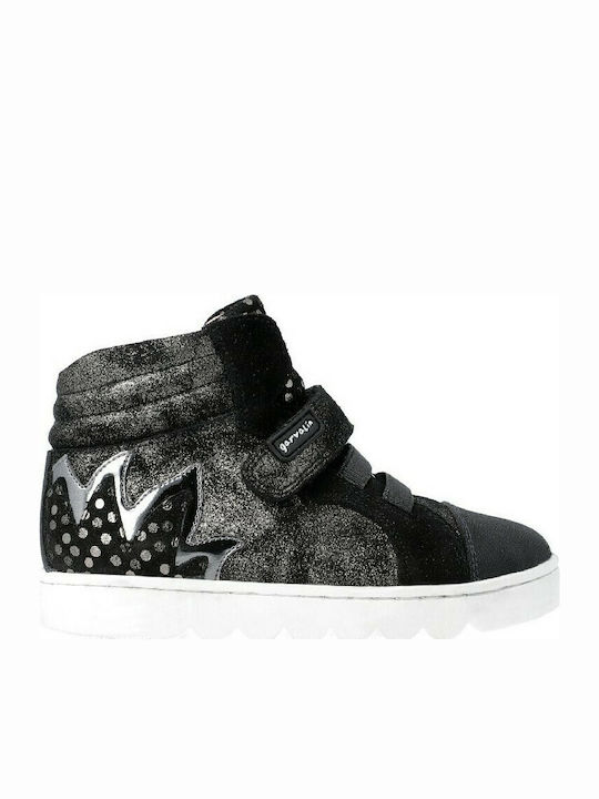 Παιδικά Sneakers High Ανατομικά με Σκρατς Μαύρα