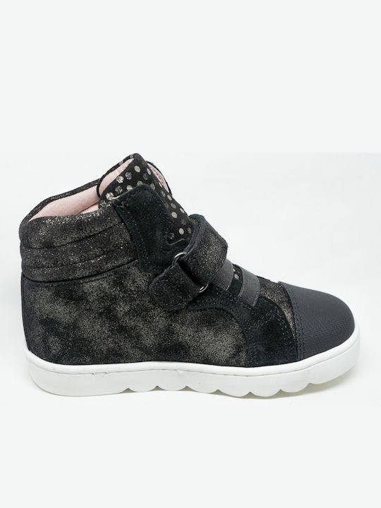 Παιδικά Sneakers High Ανατομικά με Σκρατς Μαύρα