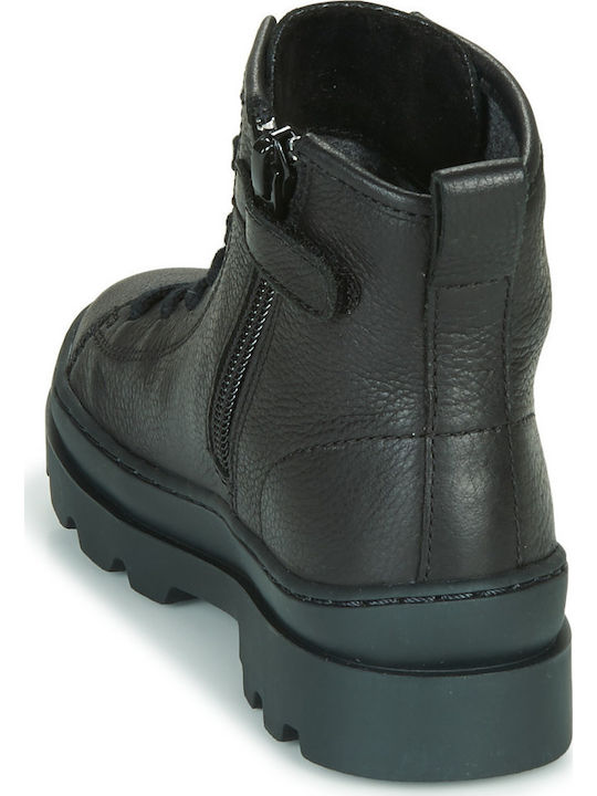Brutus Anatomical Leather Kids Boots with Laces Black