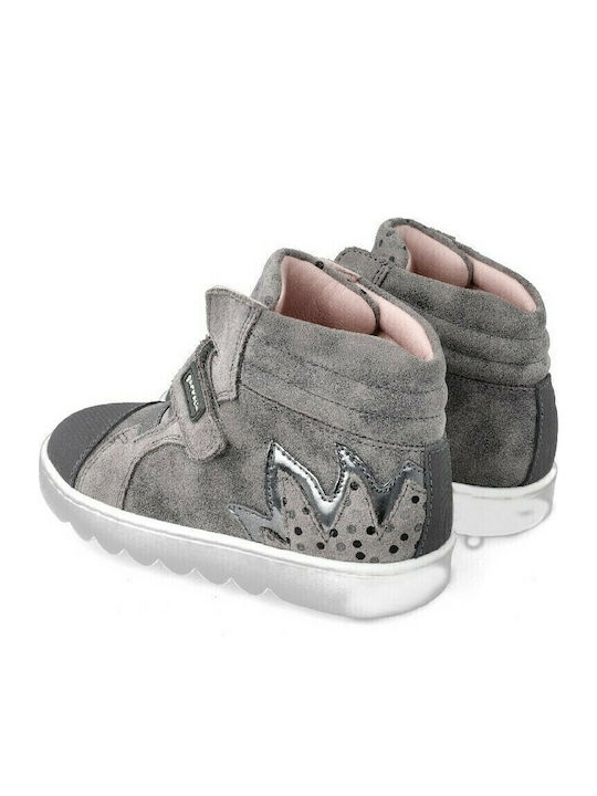 Παιδικά Sneakers High Ανατομικά με Σκρατς Γκρι