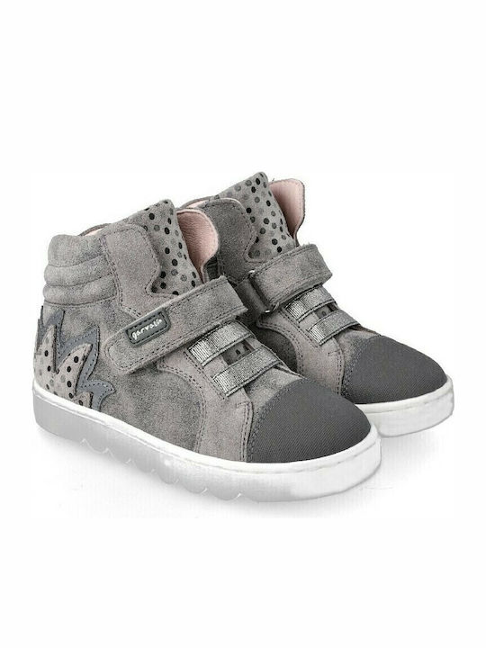 Παιδικά Sneakers High Ανατομικά με Σκρατς Γκρι