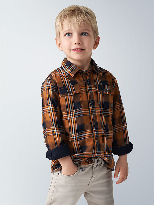 Mayoral Kids Checked Shirt Orange