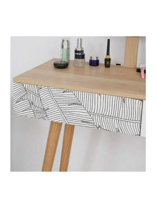 Masută De Toaletă De Podea Din Lemn Maro Cu Oglindă 39x70x120cm