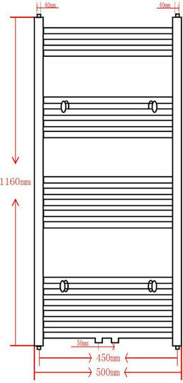 vidaXL Gerade Handtuchhalter Badezimmer 1160x500 465kcal/h Schwarz