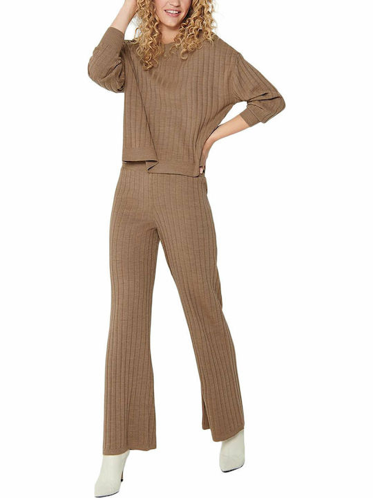 Tessa Damen Hoch tailliert Stoff Hose Coconut