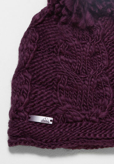 Pom Pom Beanie Frauen Beanie Gestrickt in Lila Farbe