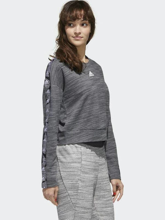 Essentials Tape Cropped Γυναικείο Φούτερ Dark Grey Heather