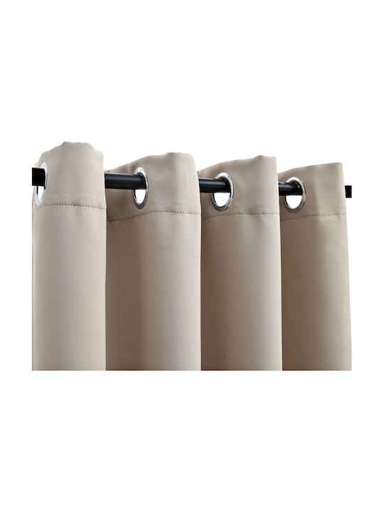 vidaXL Set Blackout Curtains With Beige Grommets 140x245cm
