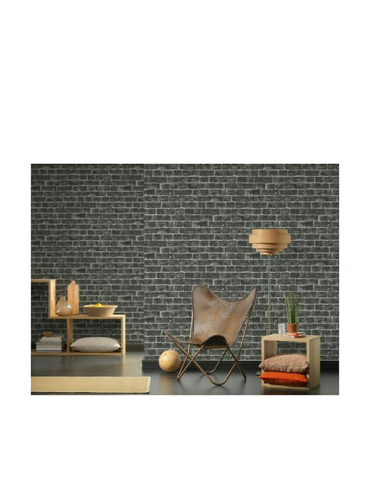 Wall Wallpaper Wood Stone Vinyl Gray 1005x53cm Washable