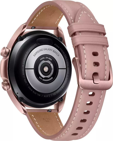 Samsung Galaxy Watch3 LTE Stainless Steel 41mm Αδιάβροχο με eSIM και Παλμογράφο (Mystic Bronze)
