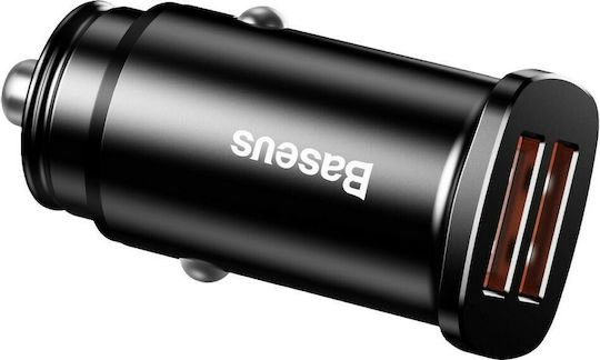 Baseus Auto-Ladegerät 3.1A Schnellladung mit Anschlüssen: 2xUSB Schwarz Farbe