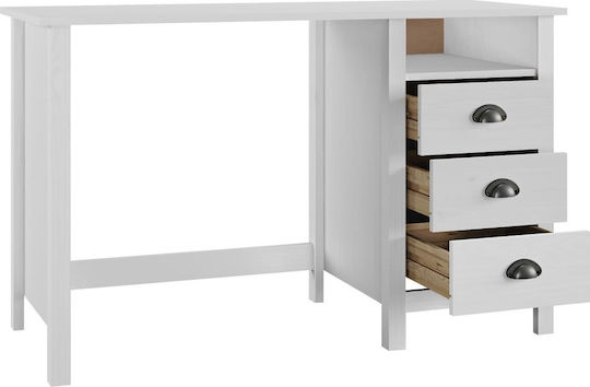 Birou Hill din Lemn Masiv Alb 120x50x74 cm