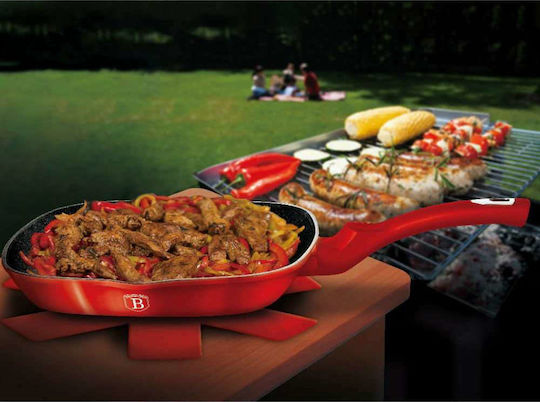 Berlinger Haus Metallic Line Grill aus Aluminium mit Steinbeschichtung Burgundy Collection 28cm