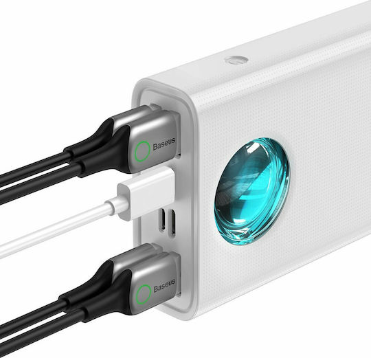 Baseus Amblight Power Bank 30000mAh 65W with 4 USB-A Ports and USB-C Port Quick Charge 3.0 White