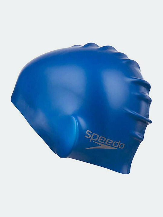 Speedo Plain Moulded Silicone Adults Swimming Cap Blue
