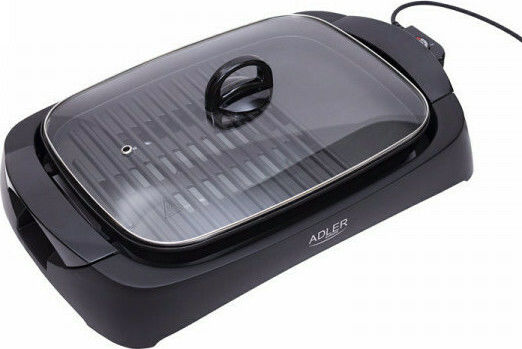 Adler AD-6610 Tabletop Electric Grill With Grate and Smooth Plate Max Power 3000W With Lid and Adjustable Thermostat 40x30cm