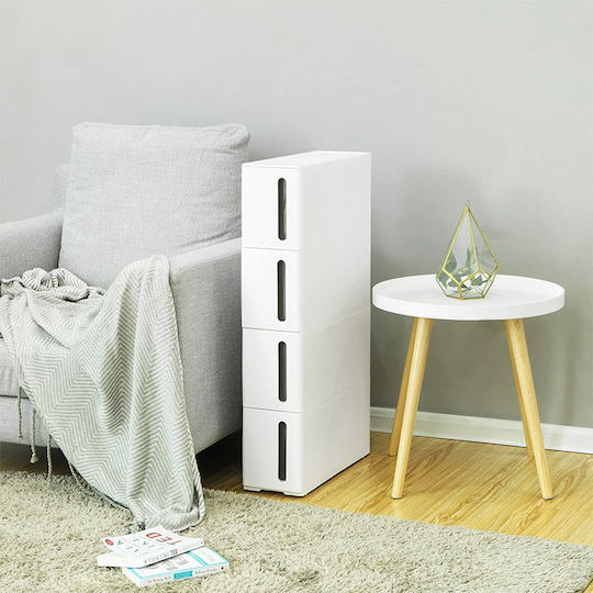 Sertar Mobilier de depozitare plastică cu 4 Sertare Alb L45xL17xH84buc