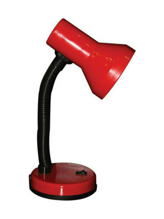 Aca Bürobeleuchtung mit flexiblem Arm für E27 Lampen in Rot Farbe