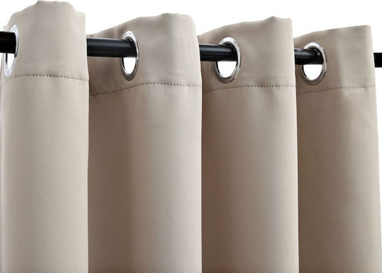 vidaXL Set of Beige Blackout Curtains with Grommets 140x225 cm