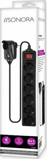 Sonora S1PSB601 Power Strip with Surge Protection 7 Positions with Switch and Cable 1.5m