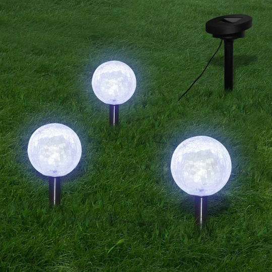 vidaXL Set 3 Eingesteckte Solarleuchten Kugeln Kaltweiß mit Fotokontakt