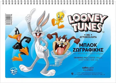 Salko Paper Drawing Pad Looney Tunes A4 40 Sheets (Various Designs) A4 21x29.7cm 40 Sheets