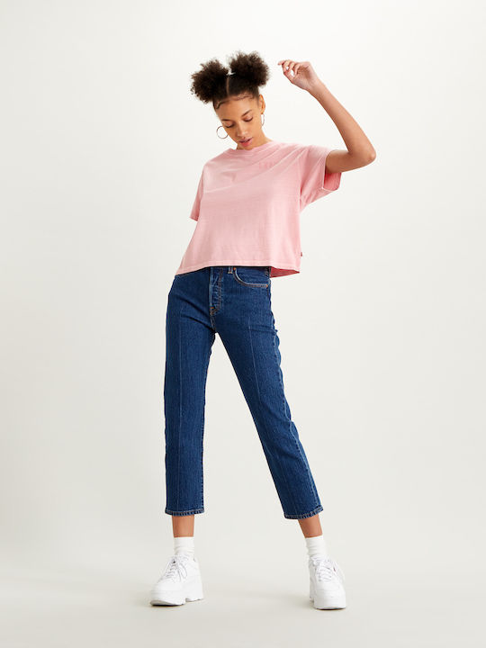 Levi's Graphic Varsity Tall Serif Damen Crop T-shirt Garment Dye Blush