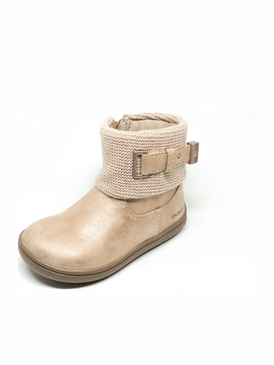 Mayoral Kids Leather Anatomic Boots with Zipper Gold