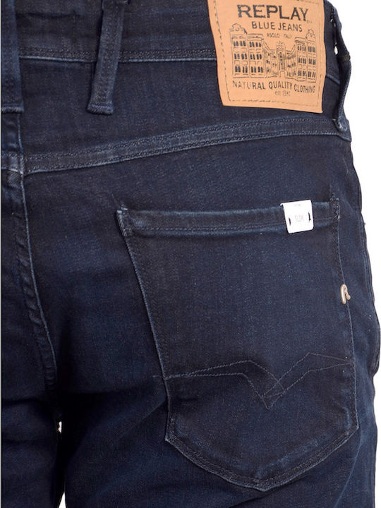 Anbass Men's Jeans Pants Elastic with Slim Tapered Fit Dark Indigo