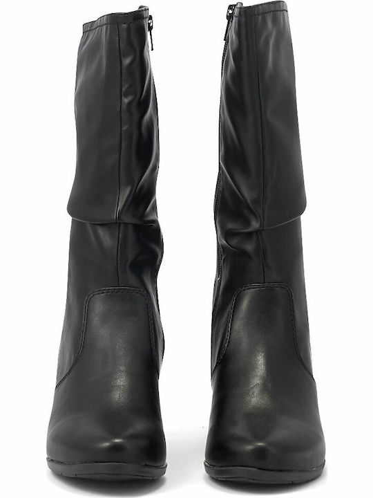 Anatomic Synthetic Leather Medium Heel Women's Boots with Rubber / Zipper Black