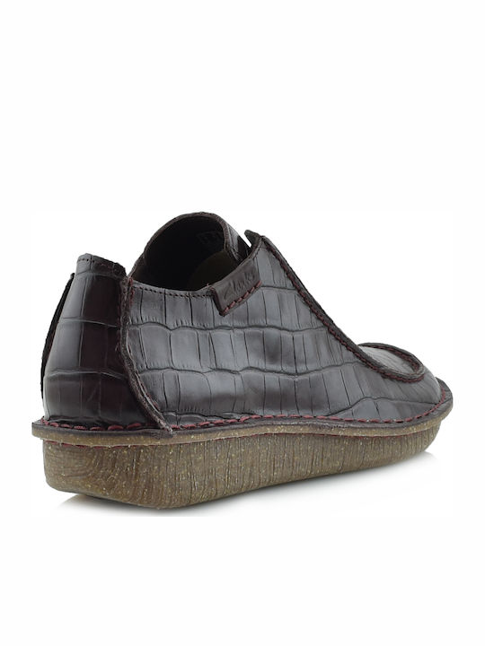 Funny Dream Women's Leather Platform Boots Burgundy