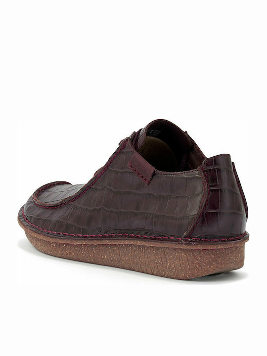 Funny Dream Women's Leather Platform Boots Burgundy
