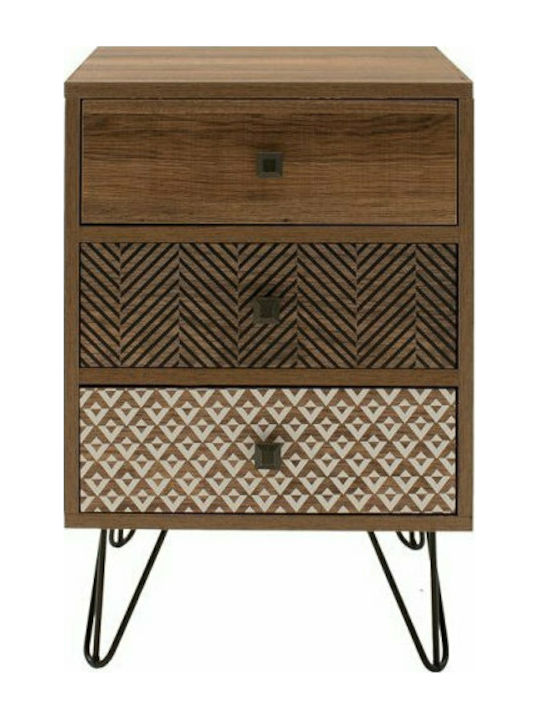 Κομοδίνο Boho Ξύλινο Καφέ 40x40x59cm