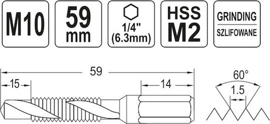 Yato YT-44847 Τρυπανοκολαούζο HSS 10x1.5mm