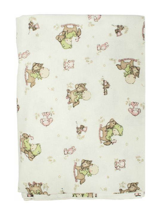 Dimcol Baby Flannel Swaddle Wrap Baby 03 - Beige-Green Green 80x80cm.
