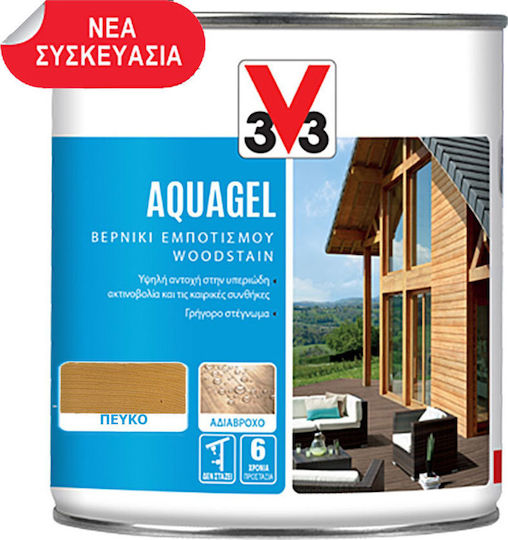 V33 Aquagel Woodstain Βερνίκι Εμποτισμού Νερού Πεύκο Σατινέ 750ml