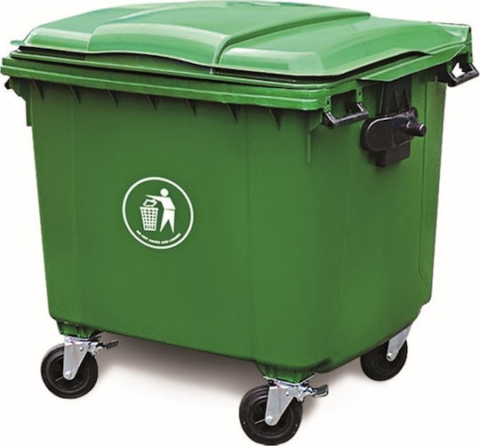 Delta Cleaning Plastic Wheeled Waste Bin 1100lt with Pedal Green