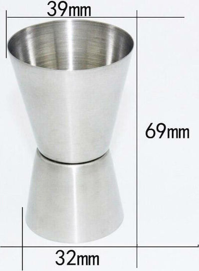 Doppelter Bar Spirit Maße mit Kapazität 15/30ml Silber