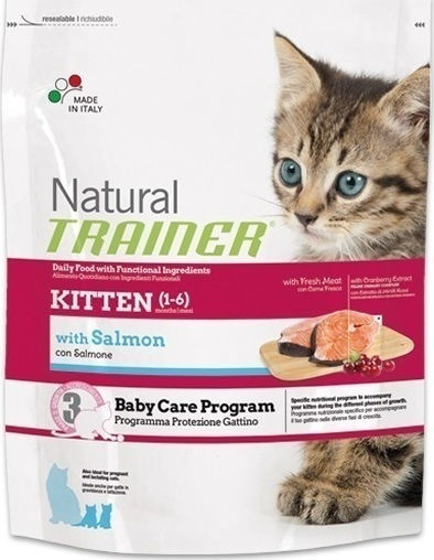 Natural Trainer Kitten (1-6) Hrană Uscată pentru Pisici Tinere cu Somon 1.5kg