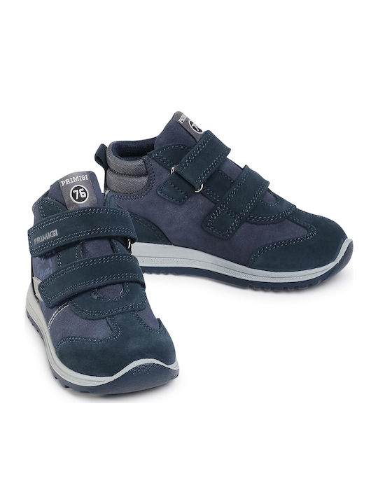 Anatomisch Lederne Kinderstiefeletten mit Klettverschluss Marineblau