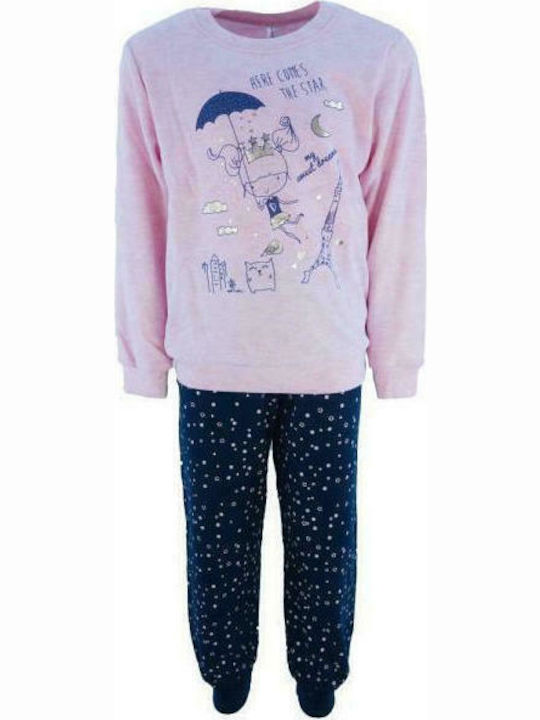 Dreams by Joyce Set Top & Bottom Kids Winter Cotton Pyjamas Pink