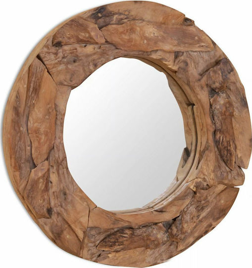 vidaXL Oglindă de Perete cu Maro Ramă din Lemn Diametru 60cm 1buc